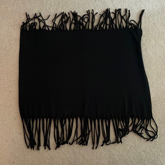 Black Fringe Infinity Scarf - Soft T-Shirt Material - Picture 3 of 6